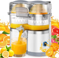 Electric Juicer Machines with Double Head and Built-in Fruit Cutter, Fast Citrus Juicer for Oranges, Lemons, Limes & Grapefruits, Powerful Lemon Juicer for Home, Kitchen and Daily Fresh Drinks