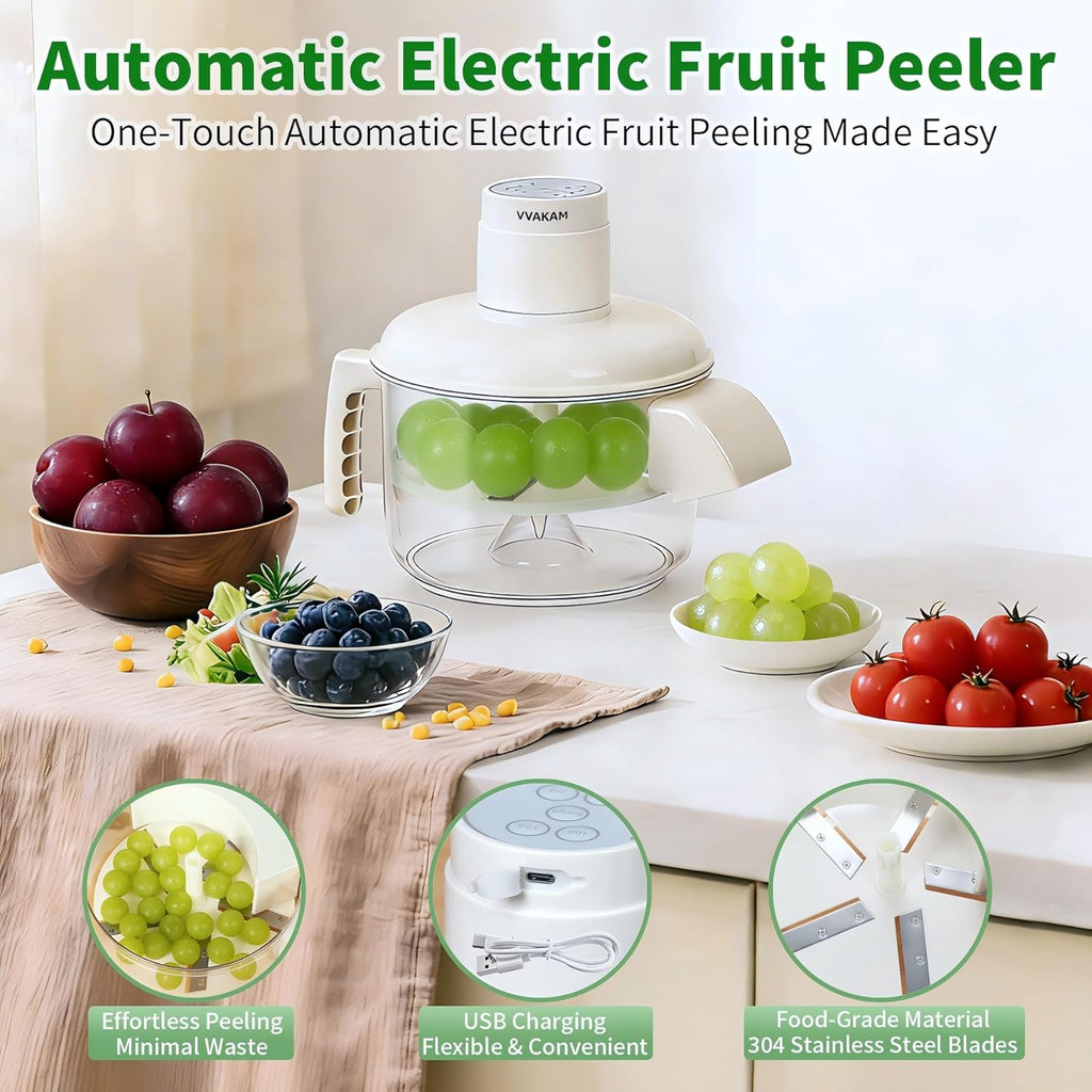 Automatic Grape Peeler Machine, Electric Garlic Peeler & Cherry Tomato,Cordless Electric Grape Peeling Machine for Fruit & Vegetable-Rechargeable Garlic Peeler Skin Remover for Home Kitchen Outdoor