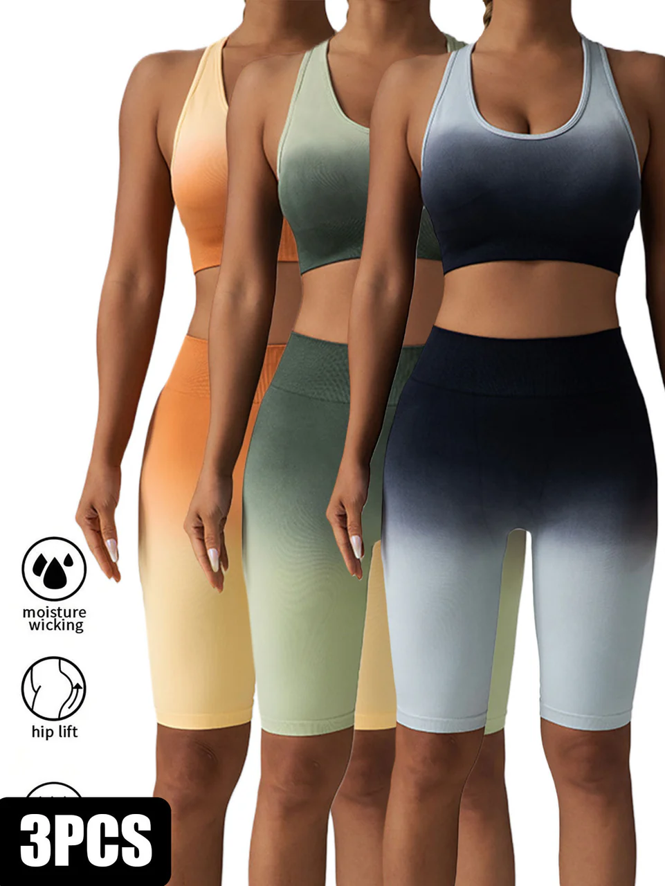 3 Pack Women Workout Shorts Scrunch Shorts Seamless High Waisted Contour Gym Yoga Biker Shorts