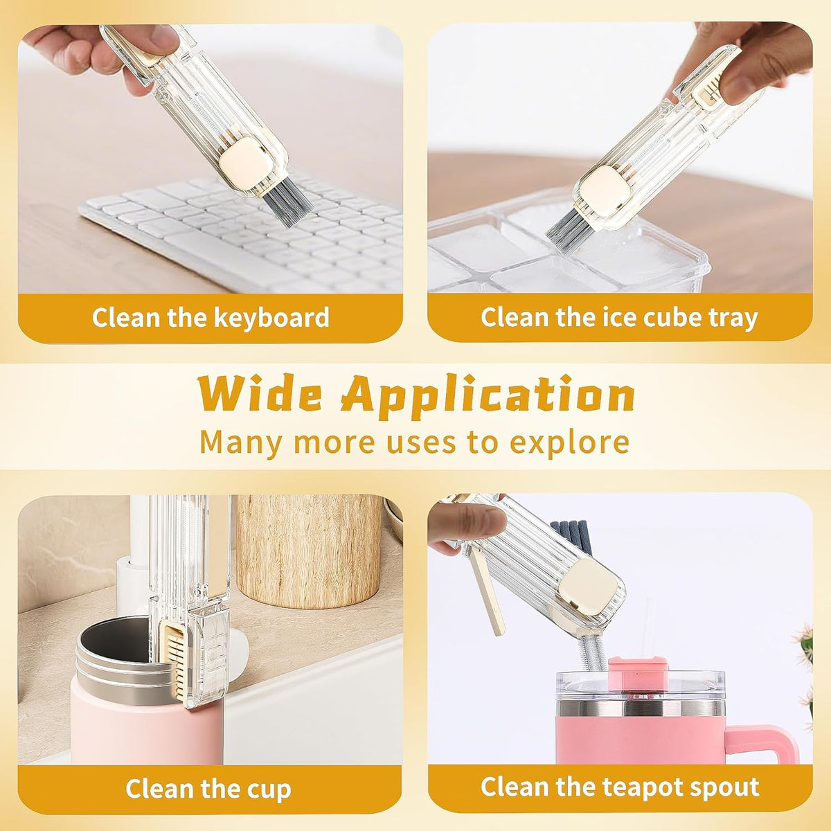 4 in 1 Cup Lid Gap Cleaning Brush Set,Multifunctional Crevice Cleaning Brush for Bottle,Multipurpose Bottle Cleaner with Compact Design Tiny Silicone Cup Holder Cleaner Tool,Kitchen Gadgets