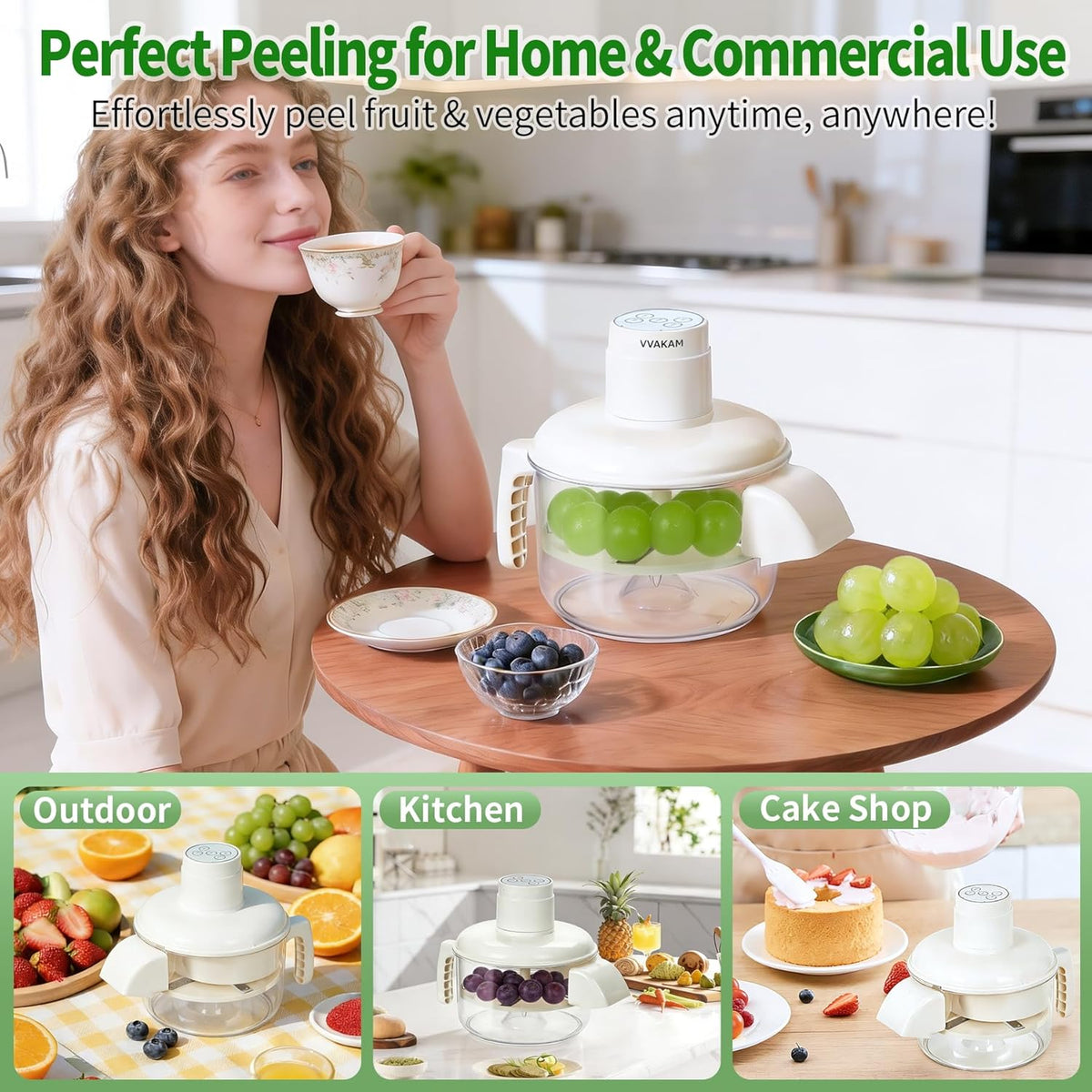 Automatic Grape Peeler Machine, Electric Garlic Peeler & Cherry Tomato,Cordless Electric Grape Peeling Machine for Fruit & Vegetable-Rechargeable Garlic Peeler Skin Remover for Home Kitchen Outdoor