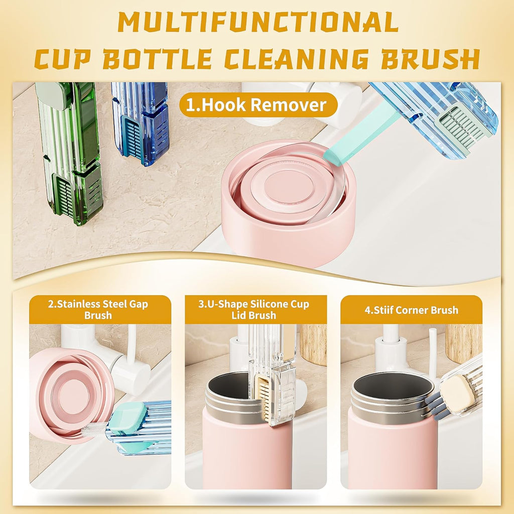 4 in 1 Cup Lid Gap Cleaning Brush Set,Multifunctional Crevice Cleaning Brush for Bottle,Multipurpose Bottle Cleaner with Compact Design Tiny Silicone Cup Holder Cleaner Tool,Kitchen Gadgets